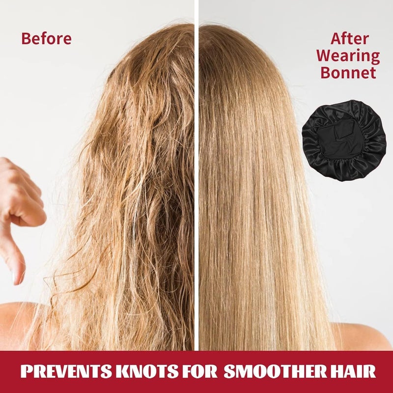 Amazons Best-selling Wide-brimmed High-elastic Headscarf Confinement Shower Cap Beauty Salon Hair Care Hat Womens Satin Nightcap Black - Image 4