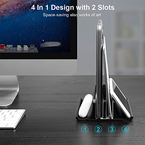 Vaydeer Double Adjustable Vertical Laptop Stand Newly Designed 2 Slots Aluminum Desktop Dual Holder for All MacBookChromebookSurfaceDelliPad Up to 173 Inches Black - Image 3