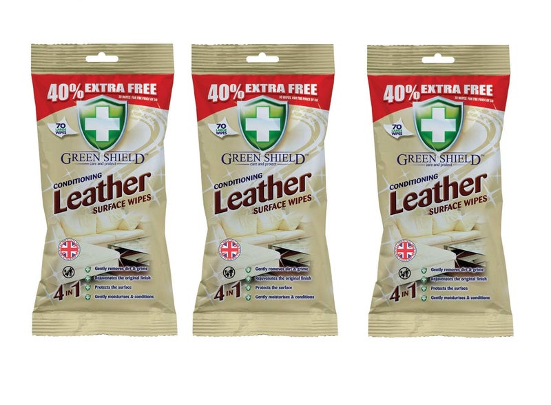Greenshield Conditioning Leather Wipes 70's Pack of 3 - Image 3