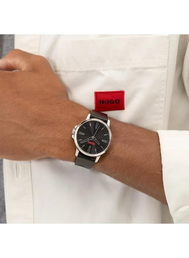 HUGO  Quartz Movement analog Watch Leather Strap for Men | Best Price UAE