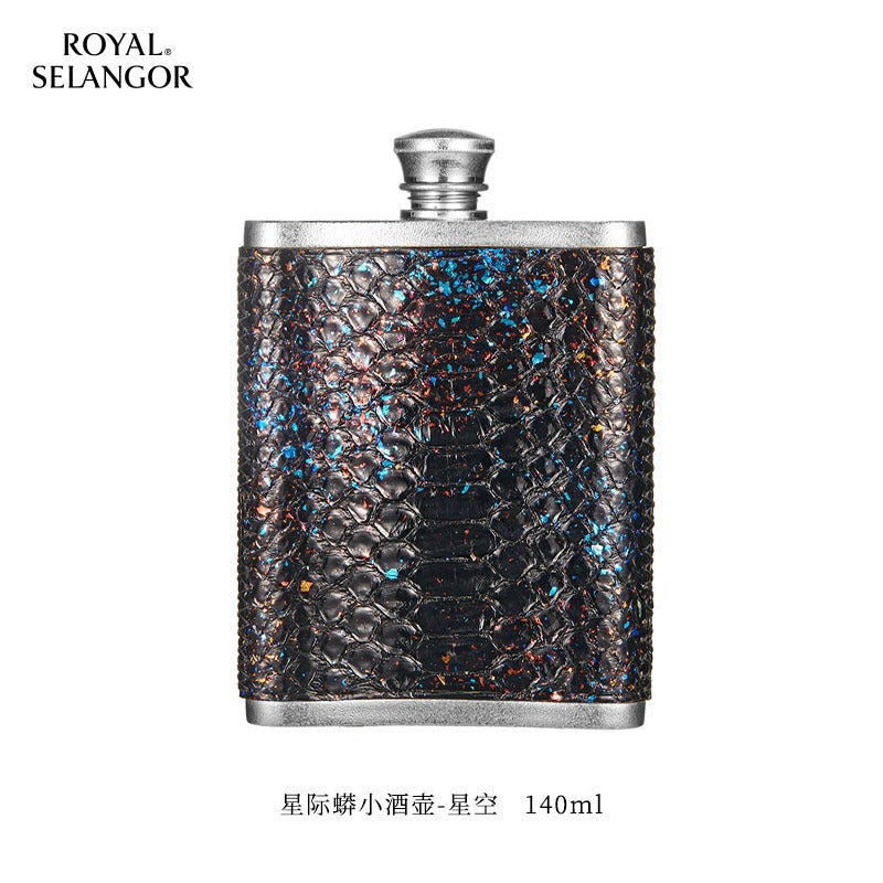 Royal Selangor Imported Handcrafted Small Wine Pot with Traditional Gold-Plating and Carved Cowhide Design - Portable Drinking  Set - Image 1