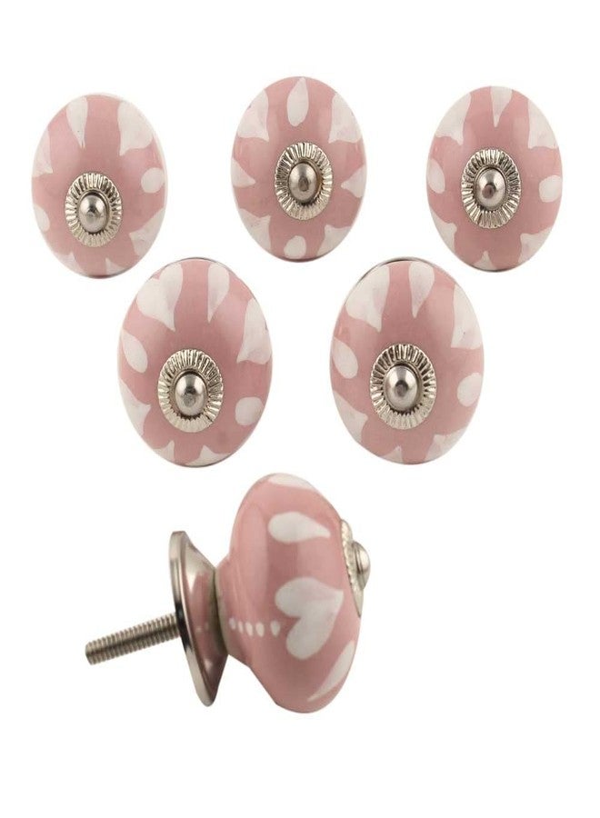 Indian-Shelf Pack of 6 Peach Dresser Knob- Ceramic Heart Door Handles- Round Drawer Pull- Door Pull- Drawer Knob- Vintage Dresser Knobs- Pull Knobs for Cabinets- Drawer Pulls for Dressers - Image 1