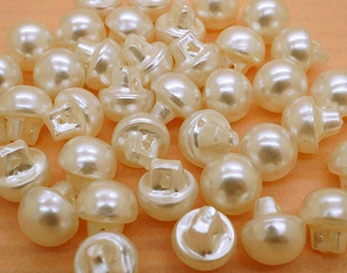 Bhavya Enterprises Bhavya Enterprises White 9mm Victorian Round Domed Pearl Sewing Buttons Blouse Pack of 100 pcs  - Image 3