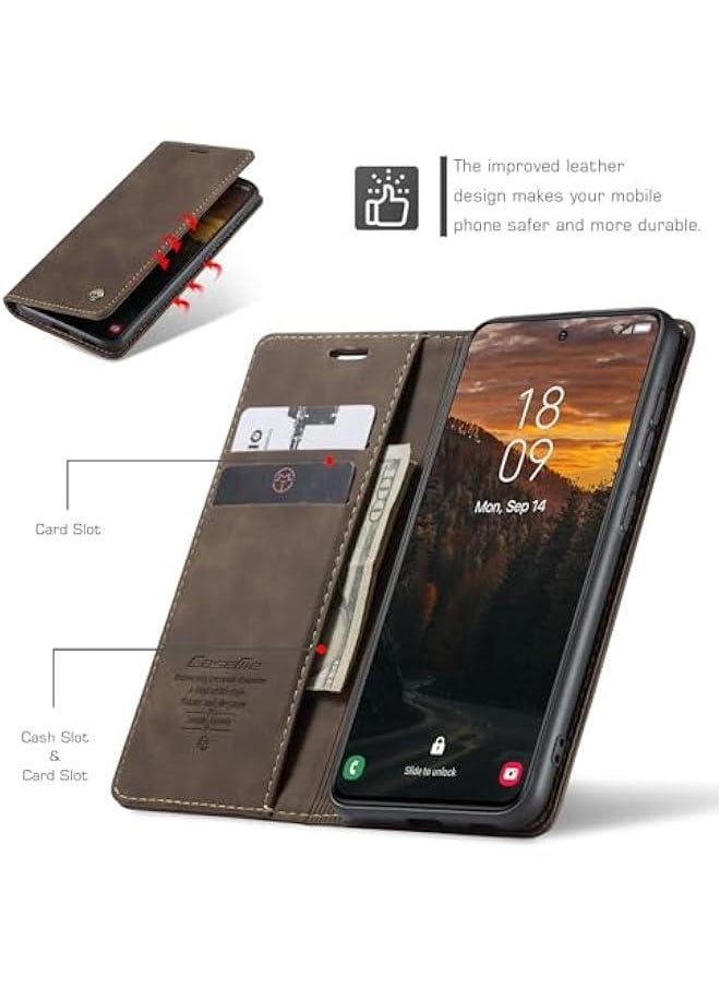 Generic For Samsung Galaxy S24 FE Cover, Magnetic Adsorption Full Body Shockproof Protective Flip Cover, PU Leather Hidden Stand Wallet Case  - Image 2