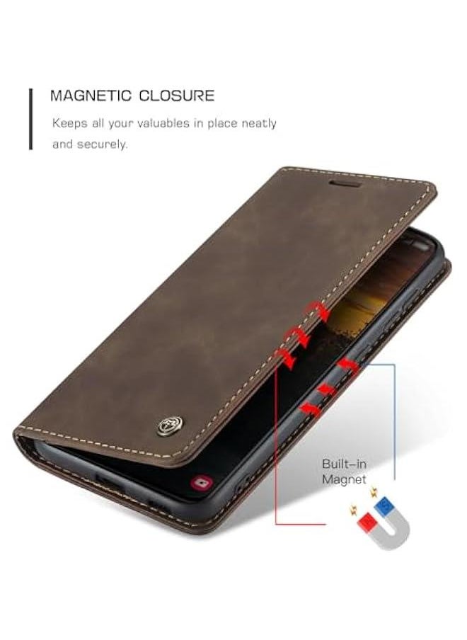 Generic For Samsung Galaxy S24 FE Cover, Magnetic Adsorption Full Body Shockproof Protective Flip Cover, PU Leather Hidden Stand Wallet Case  - Image 3