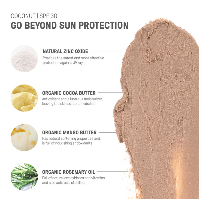 raw elements Raw Element Ultra-Moisturizing Tinted Face Cream, Non Toxic Mineral Face Sunscreen, Daily Tinted Moisturizer, Non-Nano Zinc Oxide, Reef Friendly, All Ages, SPF 30, 1.8 oz, Coconut, Pack of 1 - Image 4