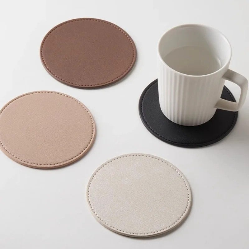 Y&D Outdoor Leather Coasters Set – Premium Waterproof Coasters for Coffee, Beer, Wine Glasses & Bottles – Durable, Non-Slip, Reusable Drink Coasters Ideal for Home, Patio, and Bar Use - Image 2