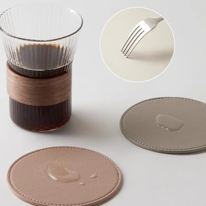 Y&D Outdoor Leather Coasters Set – Premium Waterproof Coasters for Coffee, Beer, Wine Glasses & Bottles – Durable, Non-Slip, Reusable Drink Coasters Ideal for Home, Patio, and Bar Use - Image 3