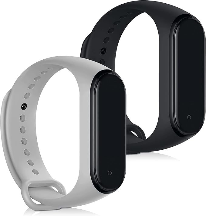 CERLINK Silicone Strap for Mi Band 3/Mi band 4 Xiaomi Smartwatch Band Lightweight Waterproof Sports & Fitness Straps (Black,Grey) - Image 1