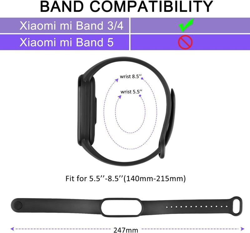 CERLINK Silicone Strap for Mi Band 3/Mi band 4 Xiaomi Smartwatch Band Lightweight Waterproof Sports & Fitness Straps (Black,Grey) - Image 5