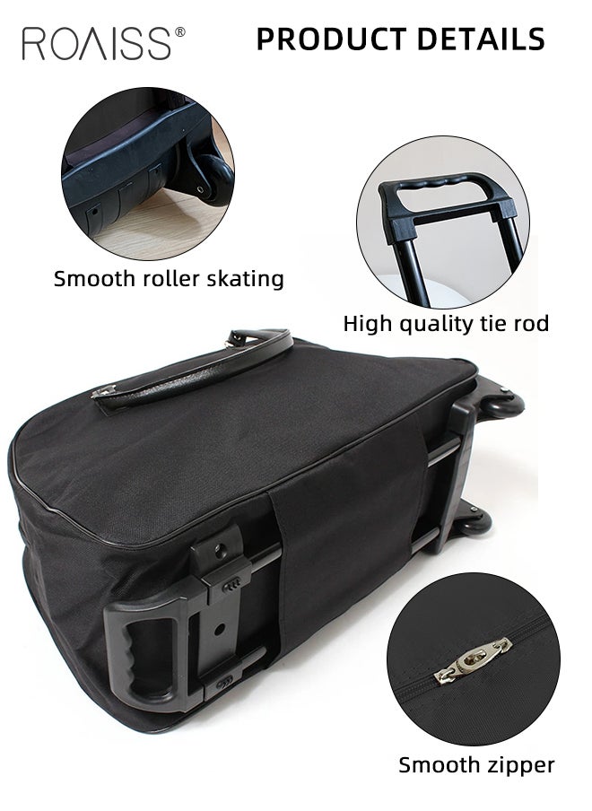 roaiss Unisex Trolley Travel Bag Oxford Fabric Premium Large Capacity Foldable Multifunctional Luggage Bag with Various Carrying Methods Waterproof Sports Fitness Bag with Smooth Zipper and Wheels for Men Women Adults to Travel  - Image 5