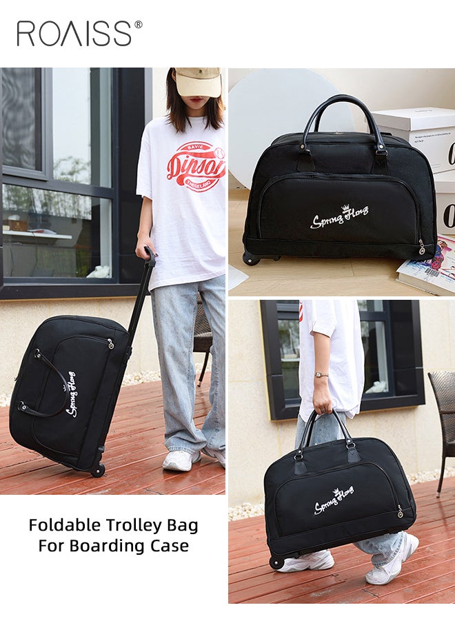 roaiss Unisex Trolley Travel Bag Oxford Fabric Premium Large Capacity Foldable Multifunctional Luggage Bag with Various Carrying Methods Waterproof Sports Fitness Bag with Smooth Zipper and Wheels for Men Women Adults to Travel  - Image 2