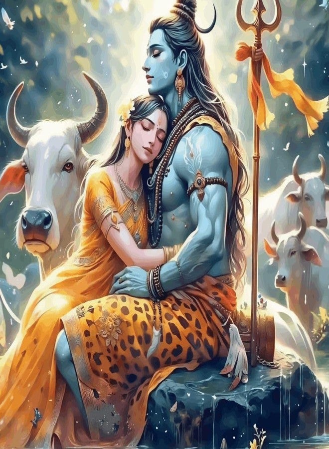 Paint Waint PaintWaint Mahadev Shiva Paint by Number Kit for Adults & Kids | 35 x 40 cm DIY Painting Set with Numbered Canvas, Colors Palette & Brushes | Easy for Beginners 16 Colors (MDF Frame, PW3) - Image 1
