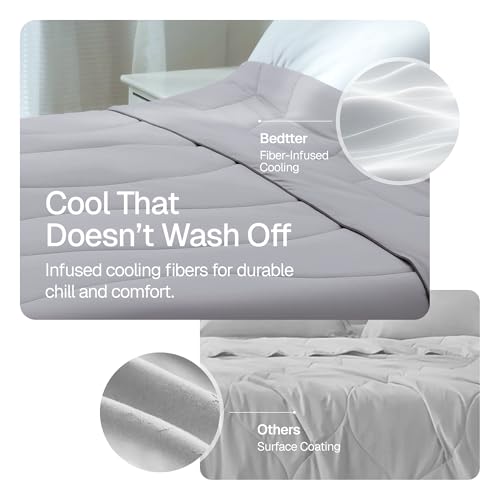 Bedtter Cooling Comforter Queen Size, Cooling Blankets for Hot Sleepers & Night Sweats, Dual-Sided Cool Tech, Lightweight Breathable & Soft Summer Comforter, Cold Bed Blanket, 90x90 Inches, Grey - Image 3