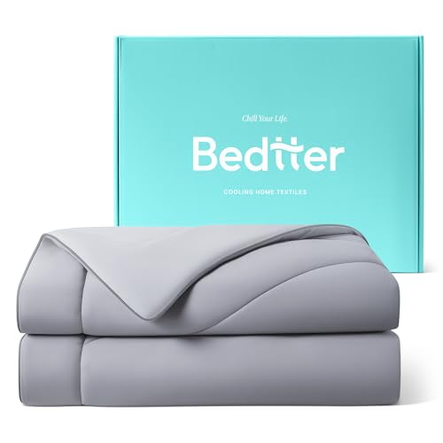 Bedtter Cooling Comforter Queen Size, Cooling Blankets for Hot Sleepers & Night Sweats, Dual-Sided Cool Tech, Lightweight Breathable & Soft Summer Comforter, Cold Bed Blanket, 90x90 Inches, Grey - Image 1