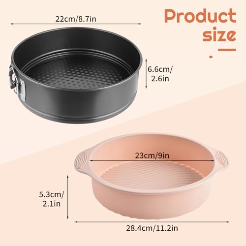 AIHSUMC 9 Inch Springform Pan with Pan Protector, Non-stick Leakproof Springform Cake Pan with Removable Bottom, Silicone Cheesecake Pan Protector Preventing Water from Entering the Springform Pan - Image 2