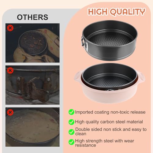 AIHSUMC 9 Inch Springform Pan with Pan Protector, Non-stick Leakproof Springform Cake Pan with Removable Bottom, Silicone Cheesecake Pan Protector Preventing Water from Entering the Springform Pan - Image 4