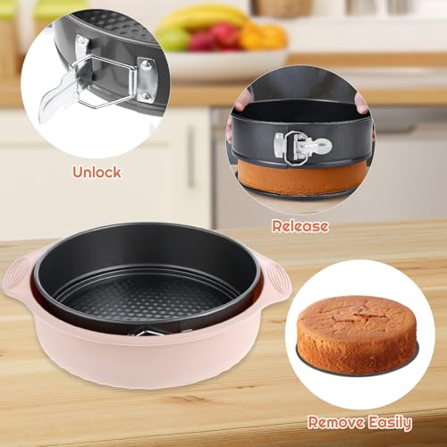 AIHSUMC 9 Inch Springform Pan with Pan Protector, Non-stick Leakproof Springform Cake Pan with Removable Bottom, Silicone Cheesecake Pan Protector Preventing Water from Entering the Springform Pan - Image 5