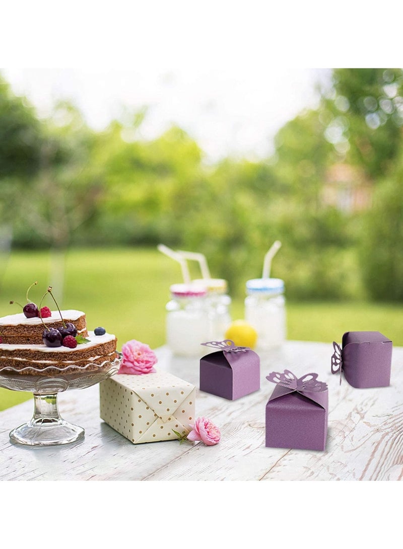 general 50pcs Purple Butterfly Favour Box, Floral Decoration Favour Box, Butterfly Candy Box Decoration Party Birthday Wedding Favour Box, Purple (2.4 x 2.4 x 2.2 inches) - Image 5