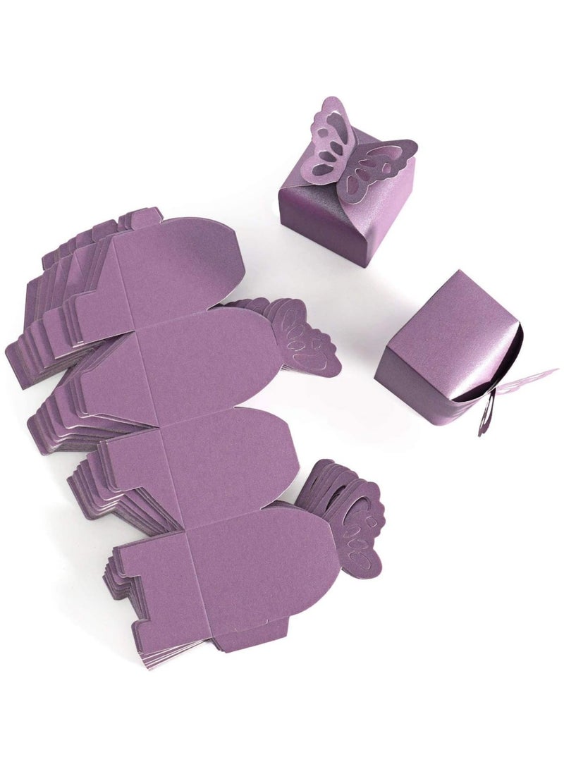 general 50pcs Purple Butterfly Favour Box, Floral Decoration Favour Box, Butterfly Candy Box Decoration Party Birthday Wedding Favour Box, Purple (2.4 x 2.4 x 2.2 inches) - Image 4