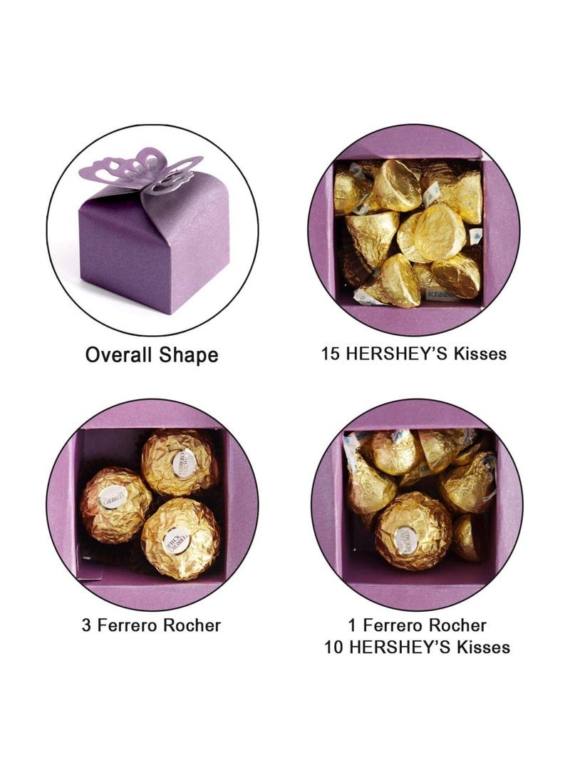 general 50pcs Purple Butterfly Favour Box, Floral Decoration Favour Box, Butterfly Candy Box Decoration Party Birthday Wedding Favour Box, Purple (2.4 x 2.4 x 2.2 inches) - Image 2