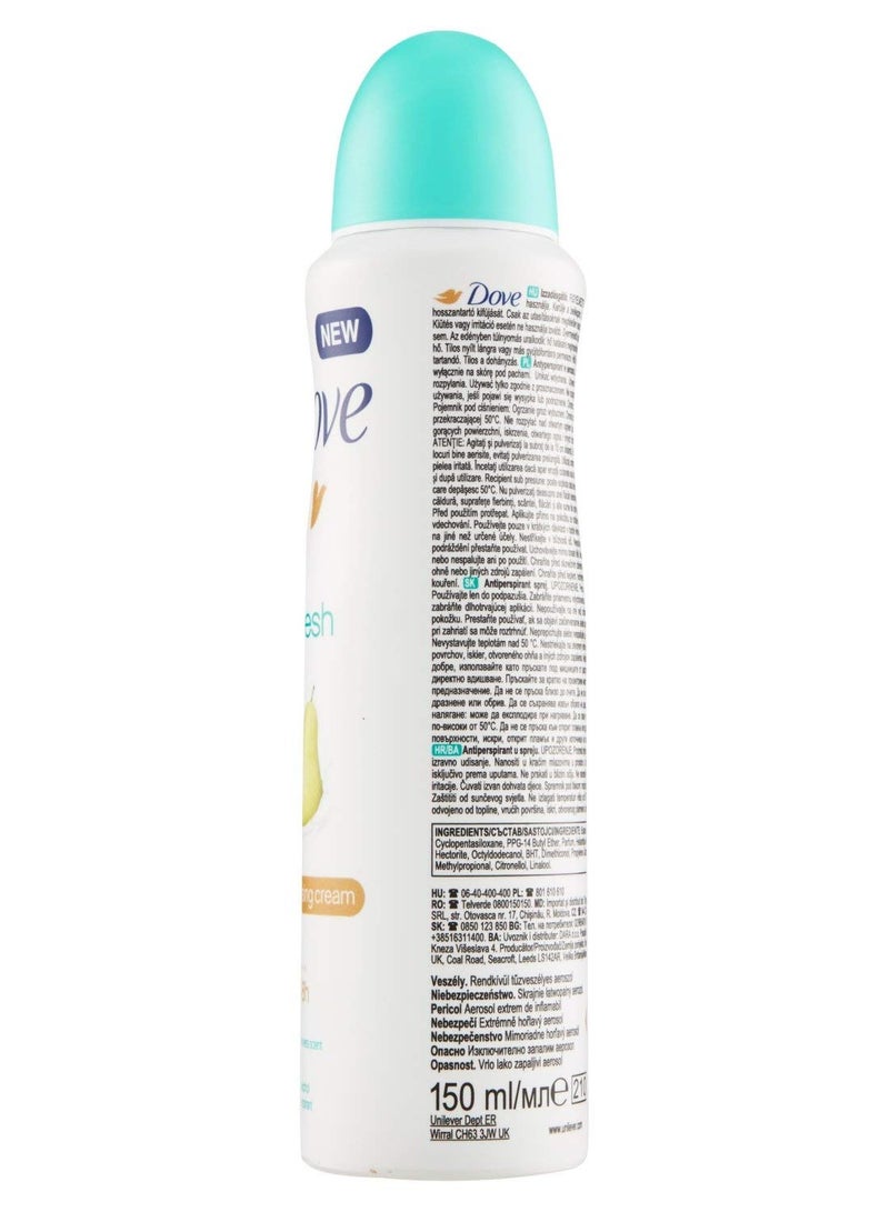 Dove Go Fresh Pear and Aloe Vera Scent Deodorant Spray 150ml Pack of 6 - Image 3