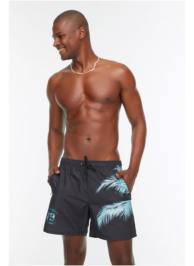 trendyol - Black Printed Standard Size Swimwear Marine Shorts TMNSS20DS0009 - Image 1