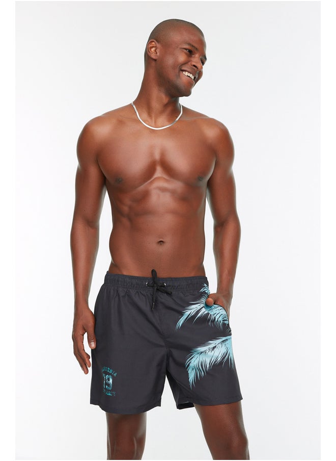 trendyol - Black Printed Standard Size Swimwear Marine Shorts TMNSS20DS0009 - Image 1