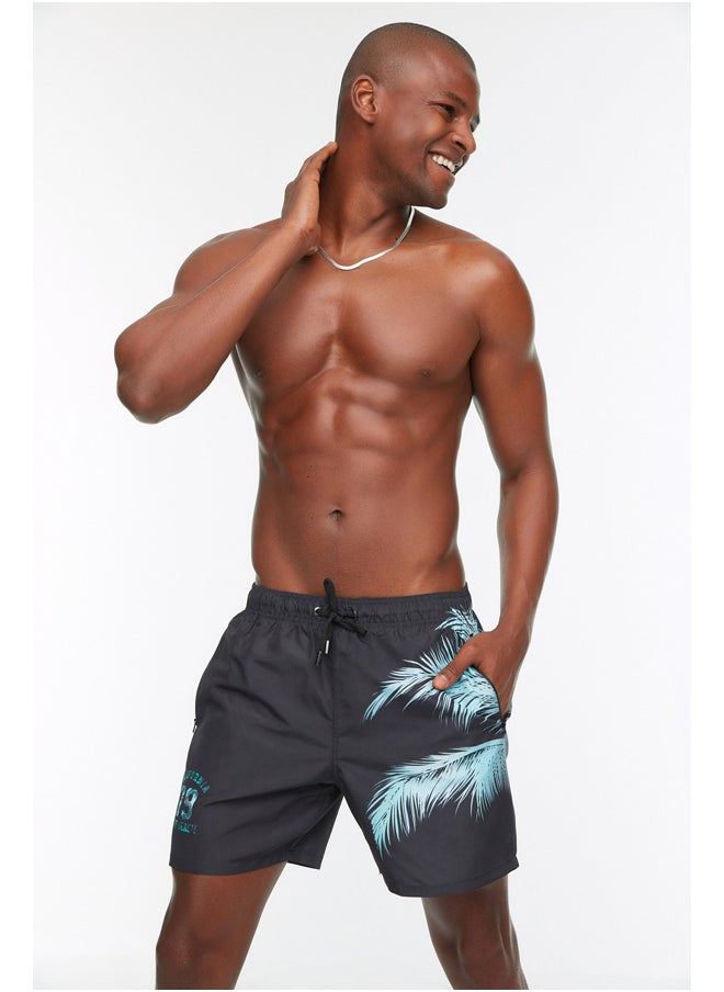 trendyol - Black Printed Standard Size Swimwear Marine Shorts TMNSS20DS0009 - Image 1