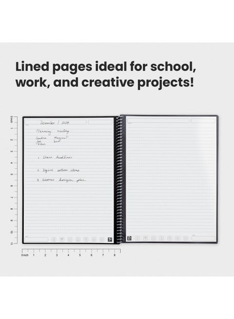Rocketbook Core Reusable Smart Notebook | Innovative, Eco-Friendly, Digitally Connected Notebook with Cloud Sharing Capabilities | Lined, 8.5" x 11", 32 Pg, Deep Space Gray, with Pen, Cloth, and App Included