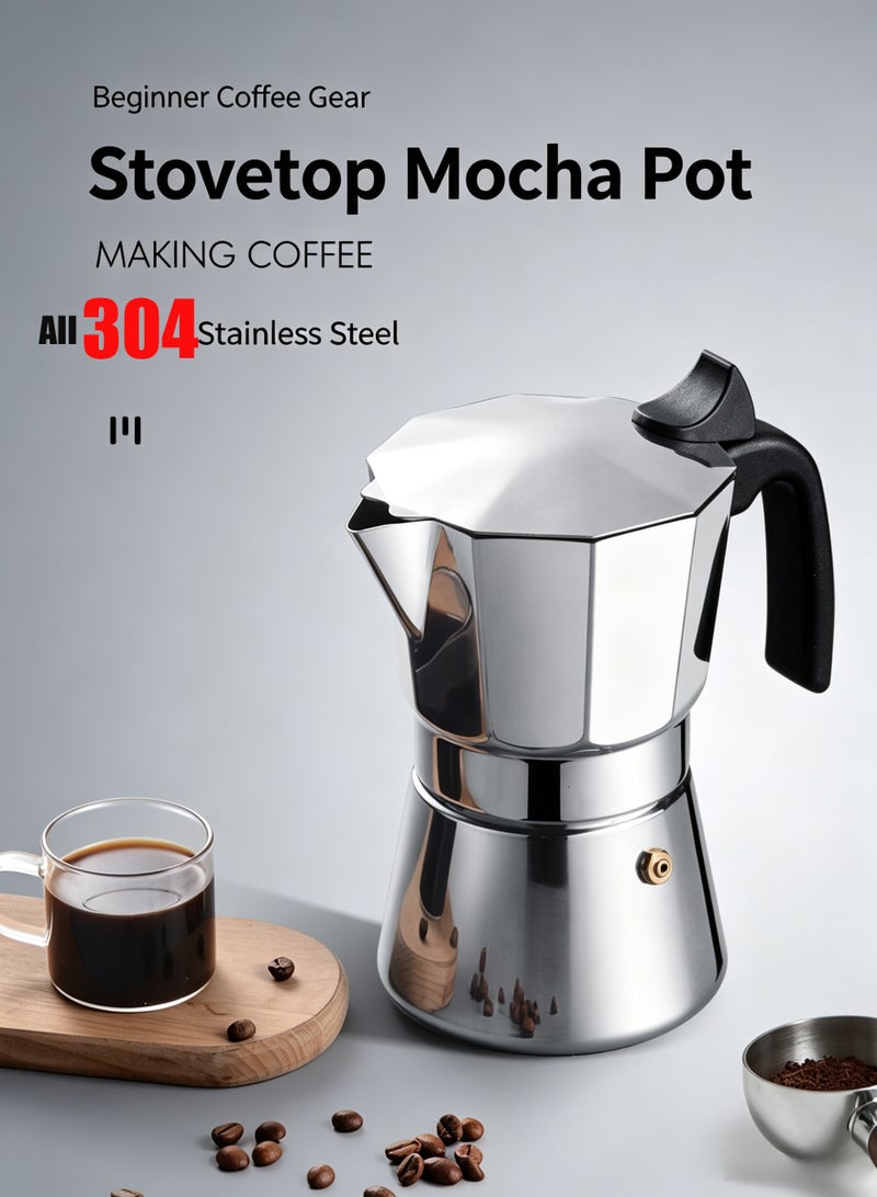 Ding Zap Espresso Maker, 304 Stainless Steel Stovetop Moka Pot for Classic Espresso, Manual Italian Coffee Maker (3 cups (150ml)) - Image 1