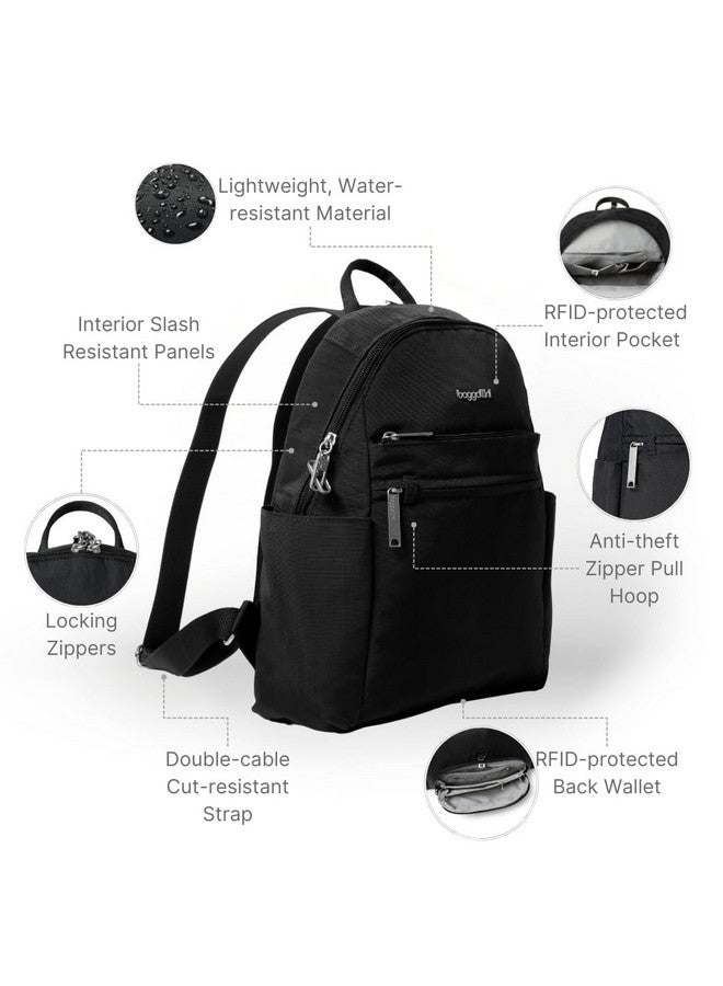باجاليني حقيبة ظهر Securtex® للسفر والعطلات مضادة للسرقة، مصنوعة من النايلون المقاوم للقطع، مقاس 10×13 بوصة، مزودة بتقنية تحديد الهوية بموجات الراديو، باللون الأسود - Image 3
