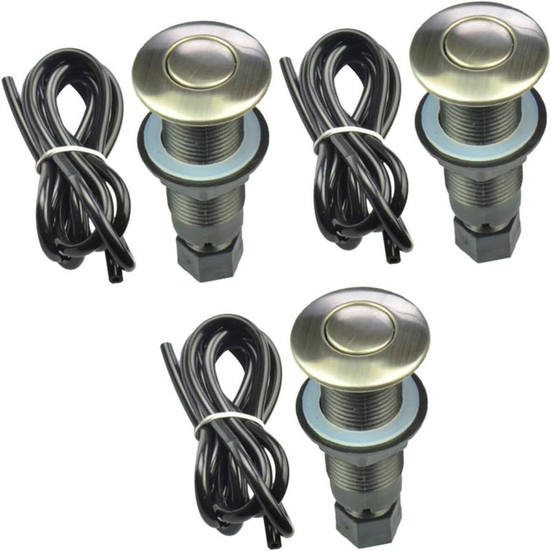 3 Pcs Air Activated Pneumatic Button For Garbage Disposers Stainless Steel Easy Install - Image 1