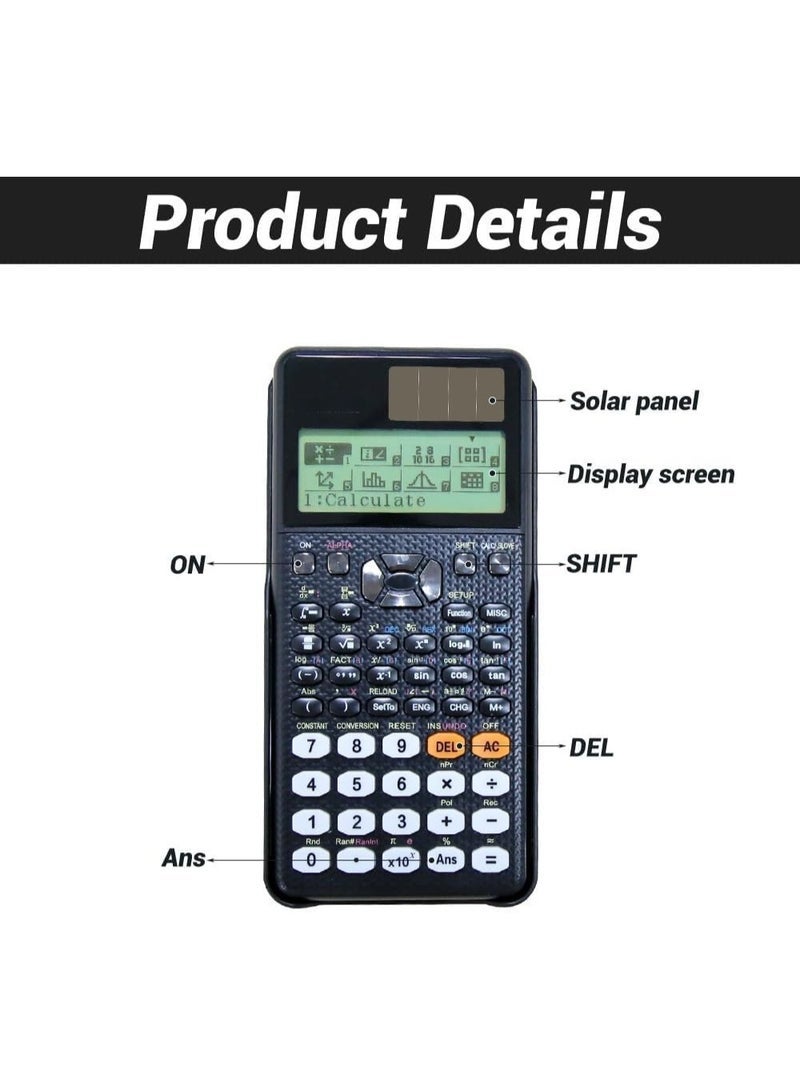 FX-991EX Scientific Calculator with 552 Functions, Multi-function Calculator Scientific Engineering Scientific Calculator, 10+2 Digits Written Display Calculators Portable Calculators for Students - Image 3