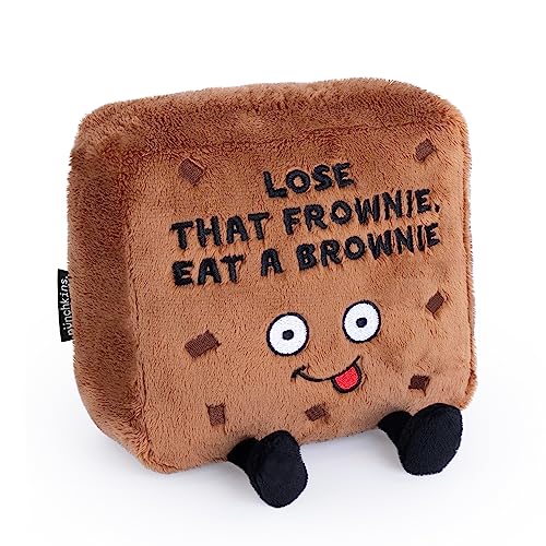 Punchkins Brownie Plushie Lose That Frownie Eat A Brownie Funny Brownie Plush Gift for Chocolate Lovers Food Plush Toy for Gifting - Image 1