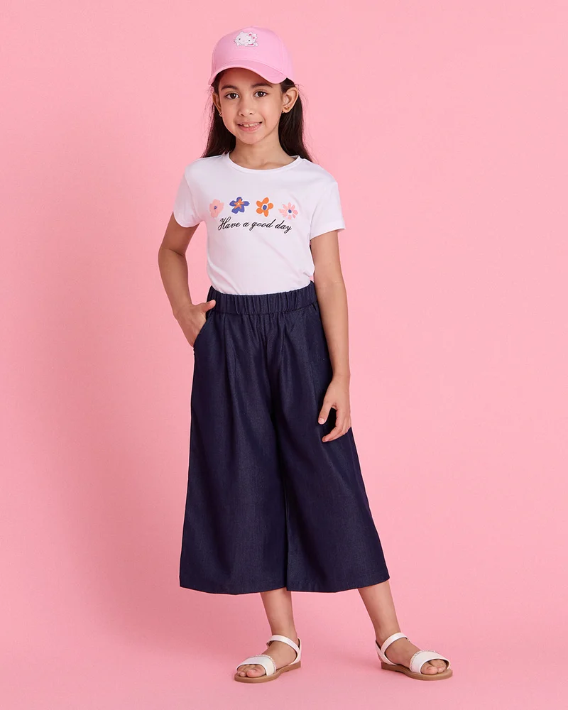Redtag Girls Blue Wide Leg Casual Trousers
