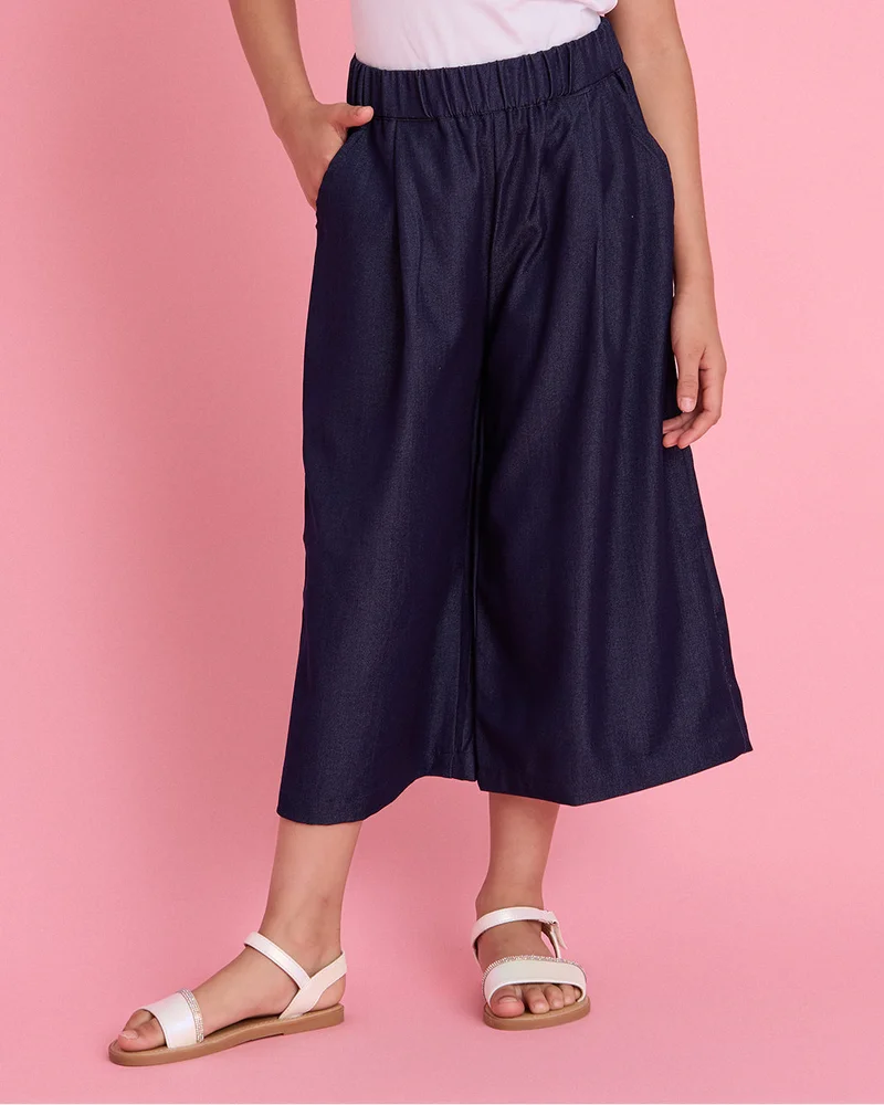 Redtag Girls Blue Wide Leg Casual Trousers