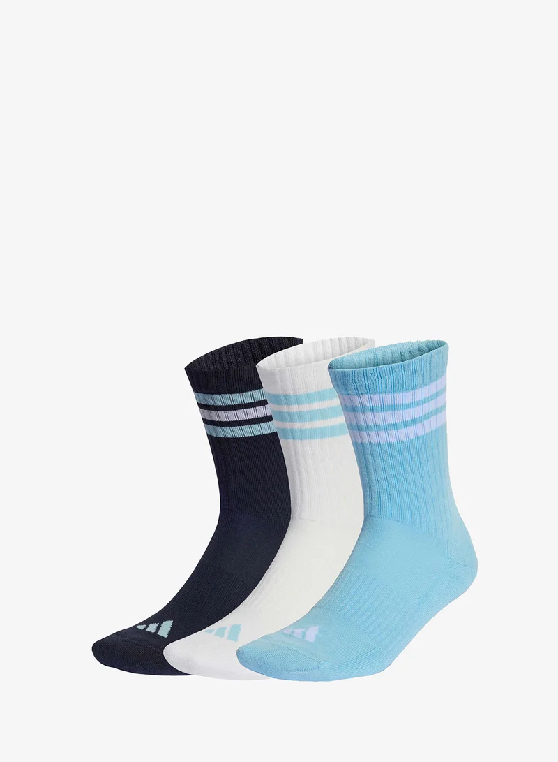 اديداس 3 Pack 3-Stripes Cushioned Crew Socks