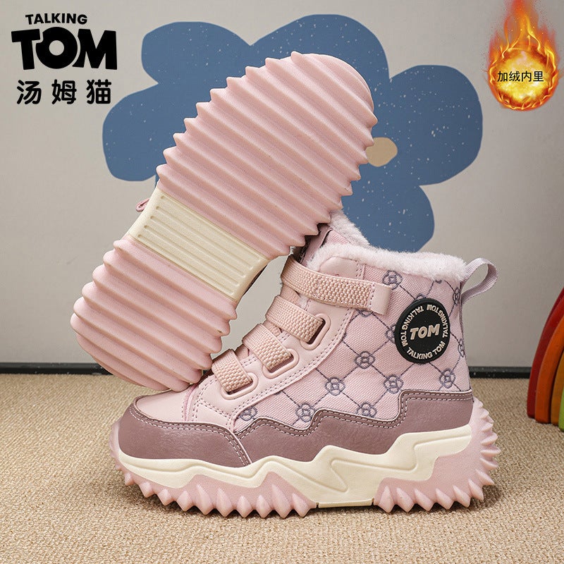 Tom Cat Fleece-Lined Cotton Shoes Girls Help Father Shoes Fleece-Lined Boys 2024 Winter Sneaker Entity - Image 3