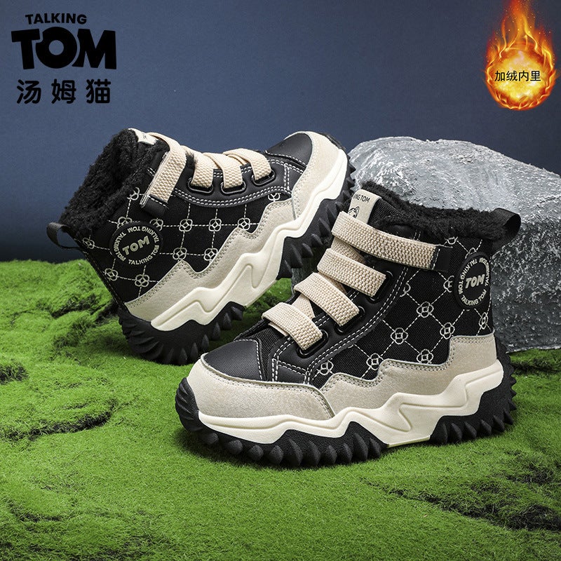 Tom Cat Fleece-Lined Cotton Shoes Girls Help Father Shoes Fleece-Lined Boys 2024 Winter Sneaker Entity - Image 2