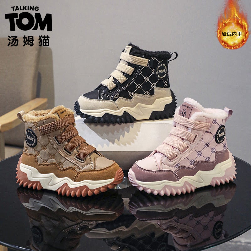 Tom Cat Fleece-Lined Cotton Shoes Girls Help Father Shoes Fleece-Lined Boys 2024 Winter Sneaker Entity - Image 5