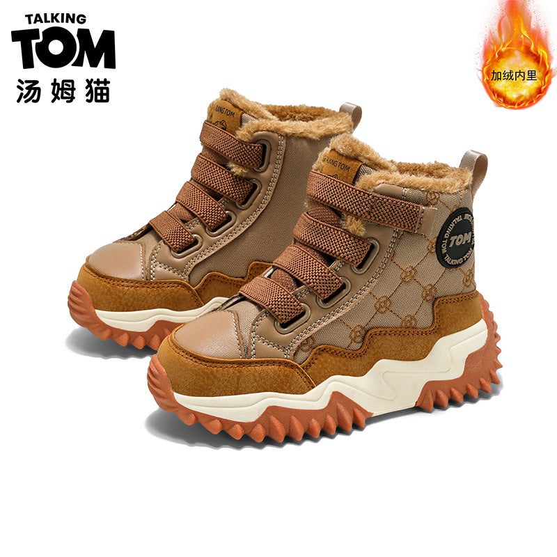 Tom Cat Fleece-Lined Cotton Shoes Girls Help Father Shoes Fleece-Lined Boys 2024 Winter Sneaker Entity - Image 1
