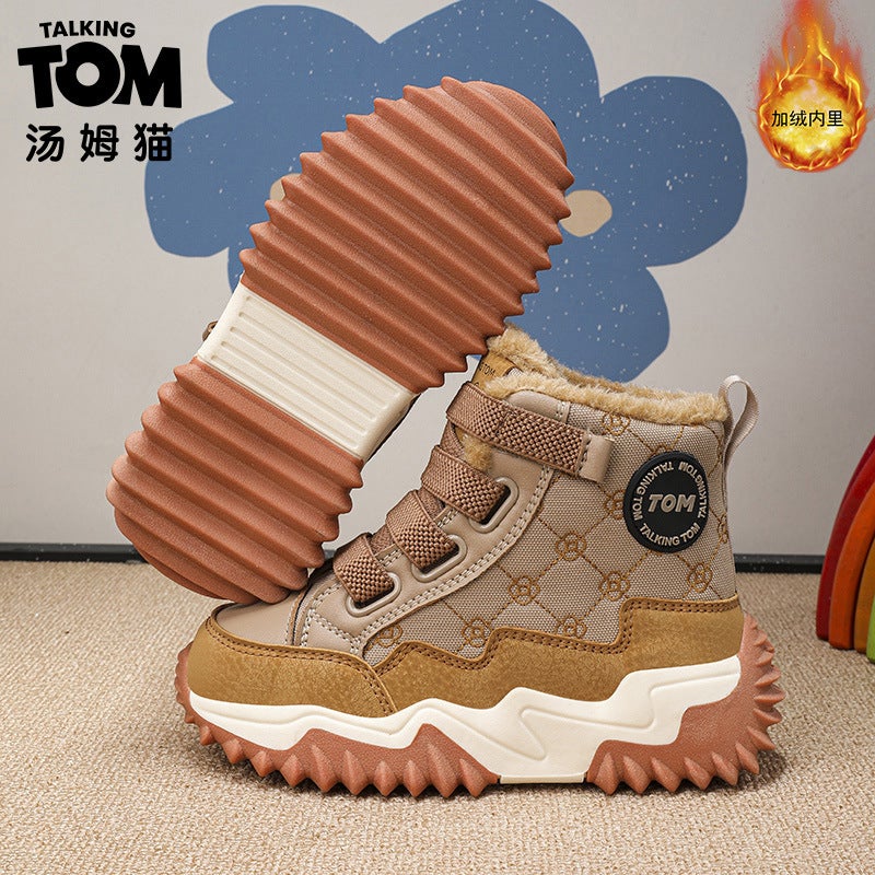 Tom Cat Fleece-Lined Cotton Shoes Girls Help Father Shoes Fleece-Lined Boys 2024 Winter Sneaker Entity - Image 4