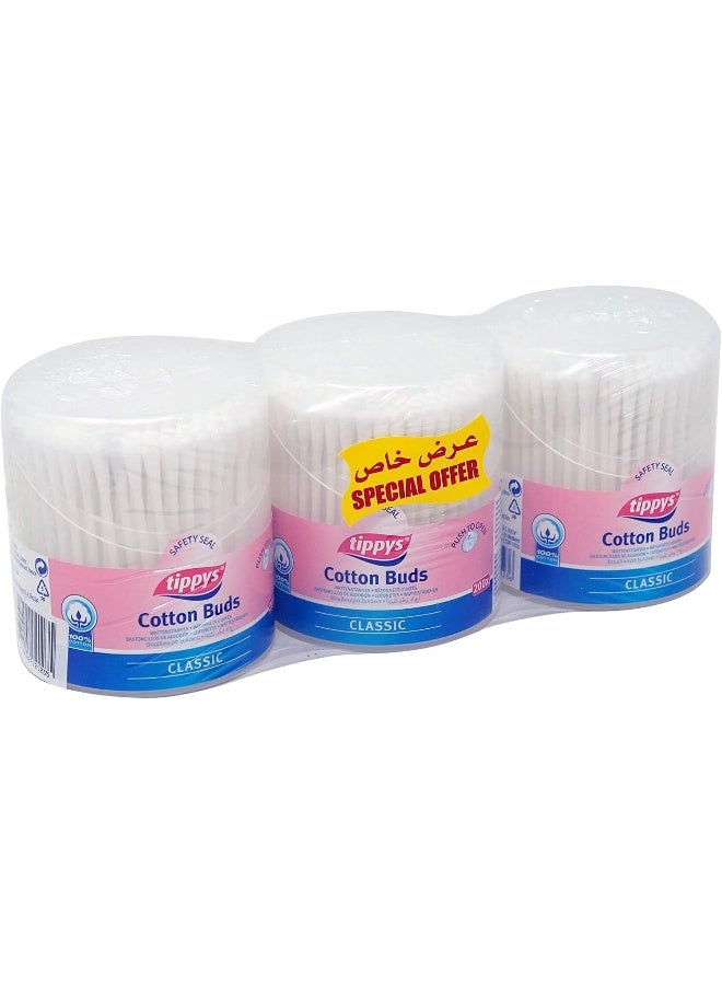 Tippys Tippys Cotton Ear Buds - Pack of 3 Pieces (3 x 200 Buds) - Image 1
