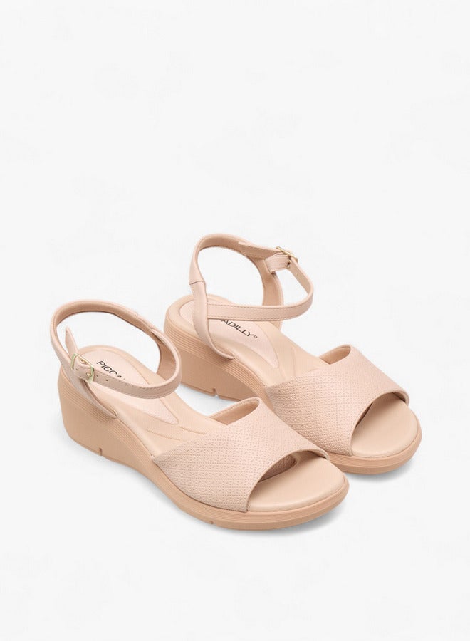 Piccadilly Women's Textured Comfort Sandals with Buckle Closure - Image 1