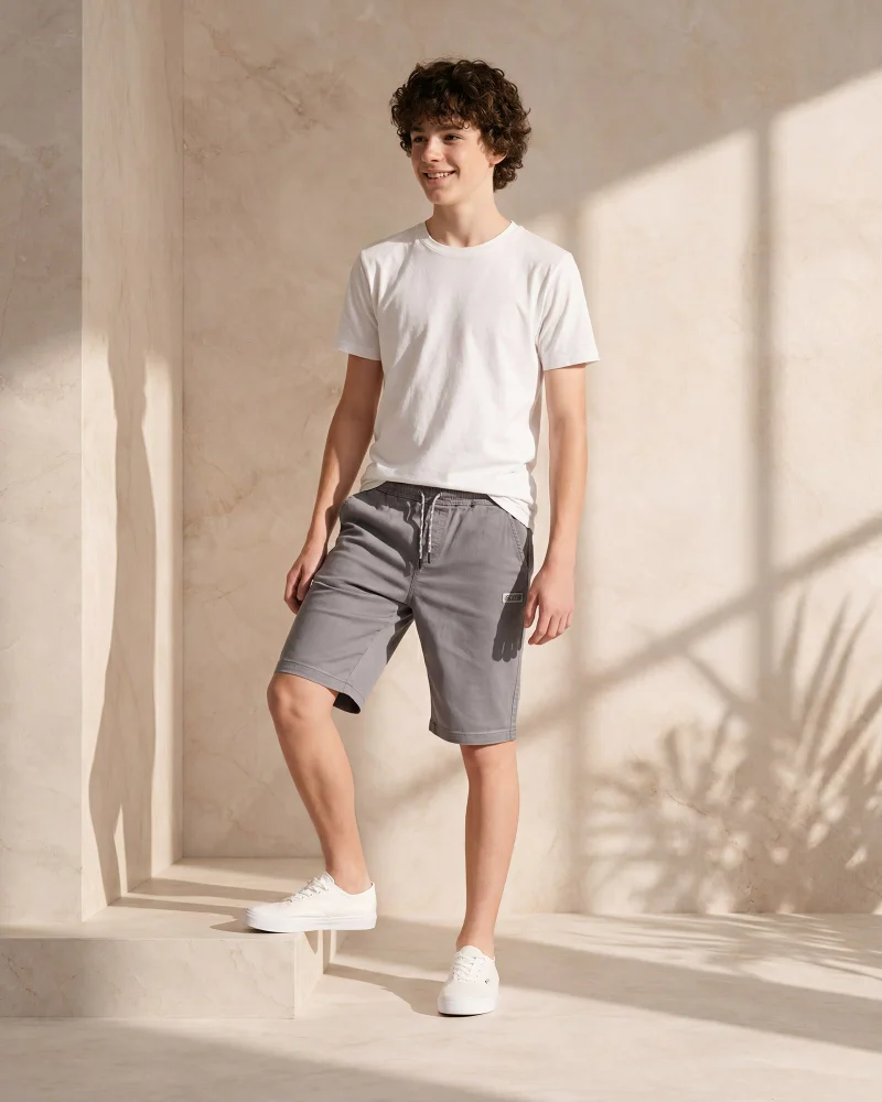 Redtag Senior Boys Grey Knit Shorts