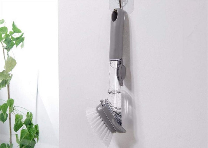 Lexazo Automatic Liquid Tank Kitchen Utensils Sink Cleaning Brush Scrubber Dish Bowl Washing Brush with Refill Liquid Soap Dispenser Handle Sponge with Wok Brush Kitchen Pot Cleaner Tool - Image 5