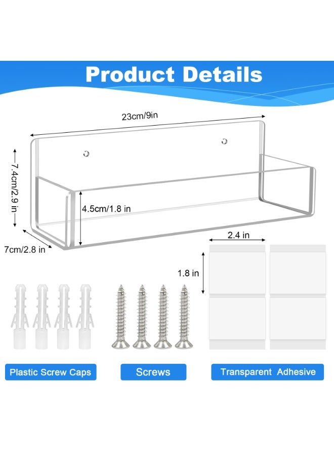 Arabest 2 Pack Wall Mount Clear Acrylic Spice Rack, 9 Inch Hanging Seasoning Storage Shelf Organizer, Multi‑Use Kitchen Spice Holder for Cabinet Door, Cupboard and Wall, Two Installation Options: Adhesive Tape or Screws for Home Kitchen Organization - Image 5