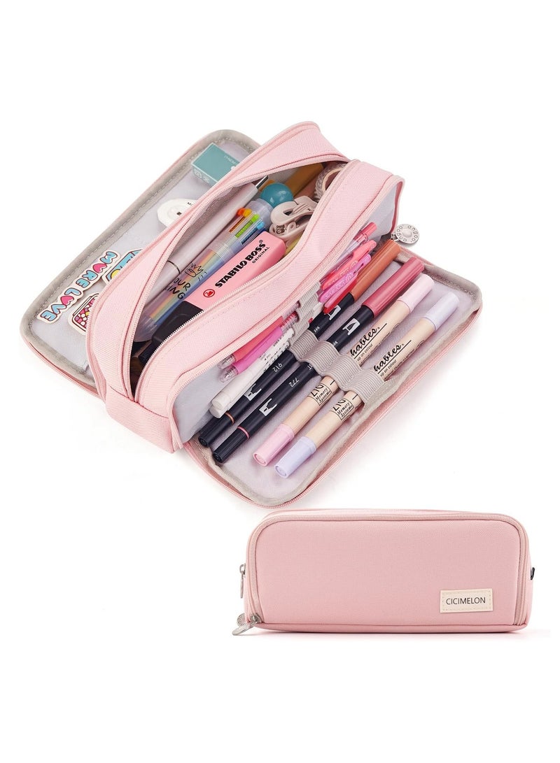 يلا جوي كبير قدرة قلم حقيبة , 3 شبكة حقيبة قلم رصاص , مناسبة لأنّ مدرسة مراهق إمرأة , أسود , ضوء , سفر ( لون قرنفل ) - Image 1