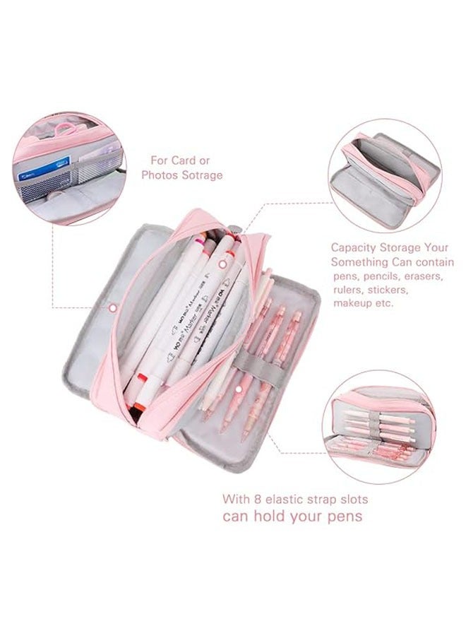 يلا جوي كبير قدرة قلم حقيبة , 3 شبكة حقيبة قلم رصاص , مناسبة لأنّ مدرسة مراهق إمرأة , أسود , ضوء , سفر ( لون قرنفل ) - Image 4